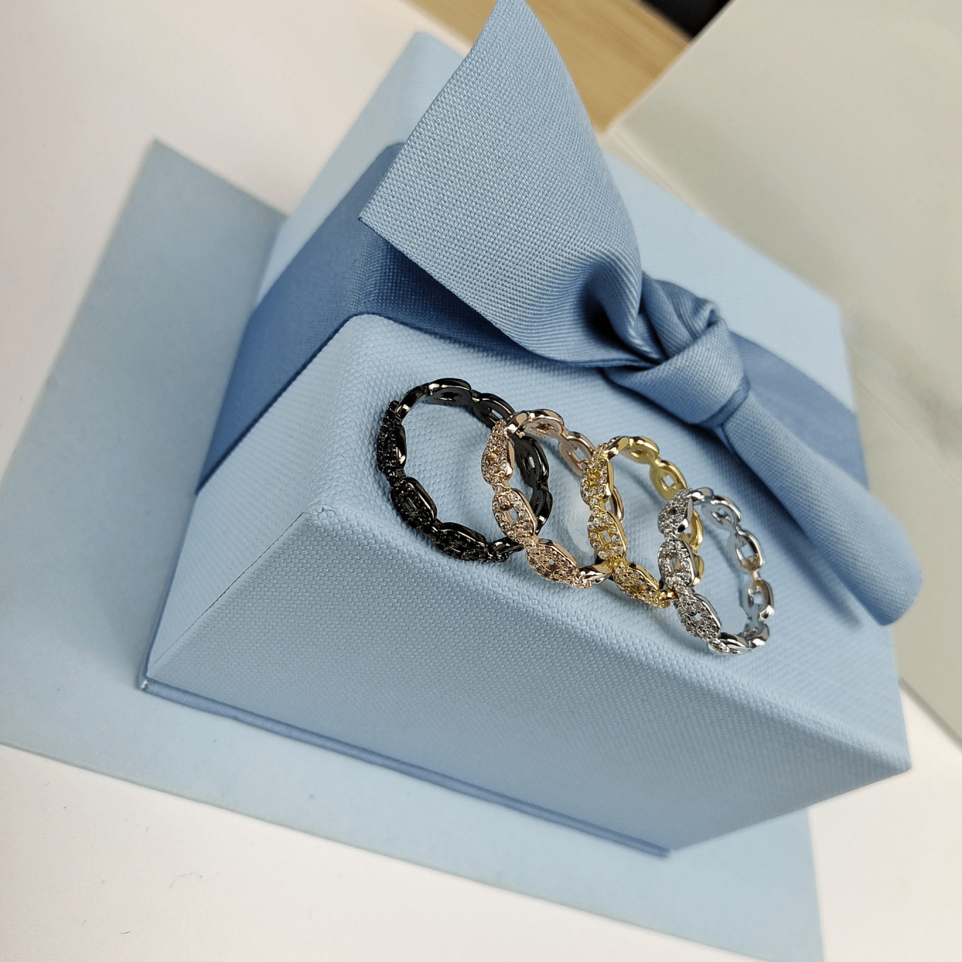 HEFANG where XS chain ring stacked wear light luxury elegant temperament fashion high-grade sense pair ring tail ring ring female