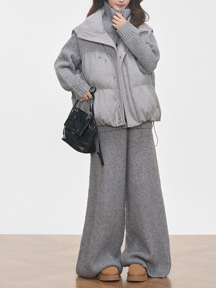 Vest Cotton Suit Women's 2025 New Vest + Knitted Suit Two-Piece Set Slim and Versatile Autumn and Winter Trend