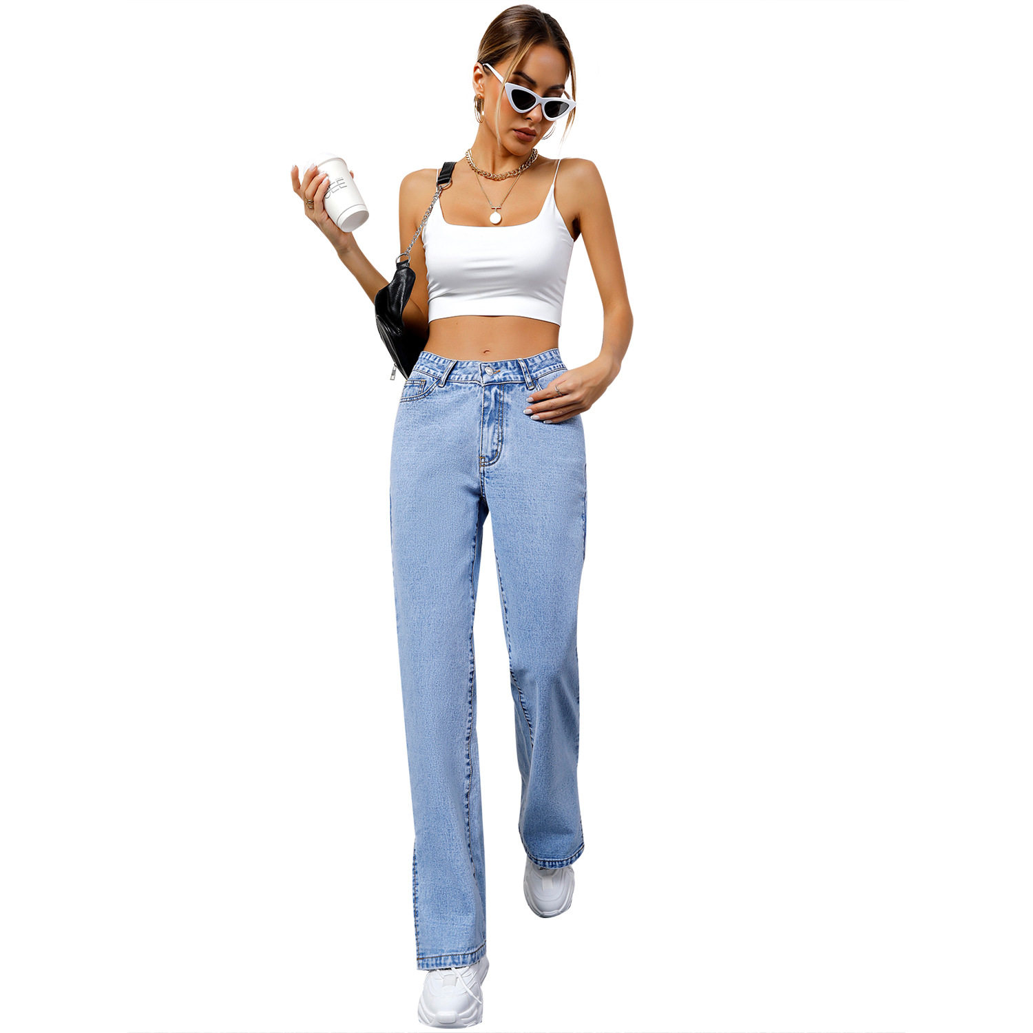 Casual Straight Leg Boyfriend Jeans for Women Fashionable Versatile Comfortable Everyday Wear Wholesale Available