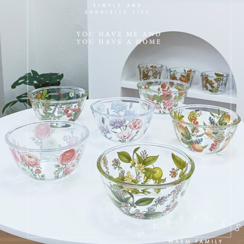 Popular colorful world borosilicate glass bowl oven baking baking bowl soup bowl dessert bowl fruit salad bowl noodle bowl