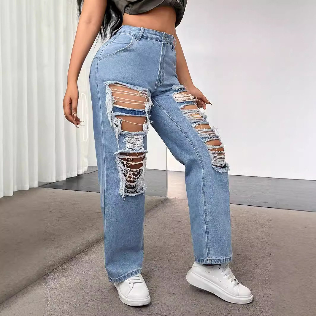 Fashionable Ripped Denim Jeans for Women Casual Style Trendy Design Comfortable Fit Available for Wholesale