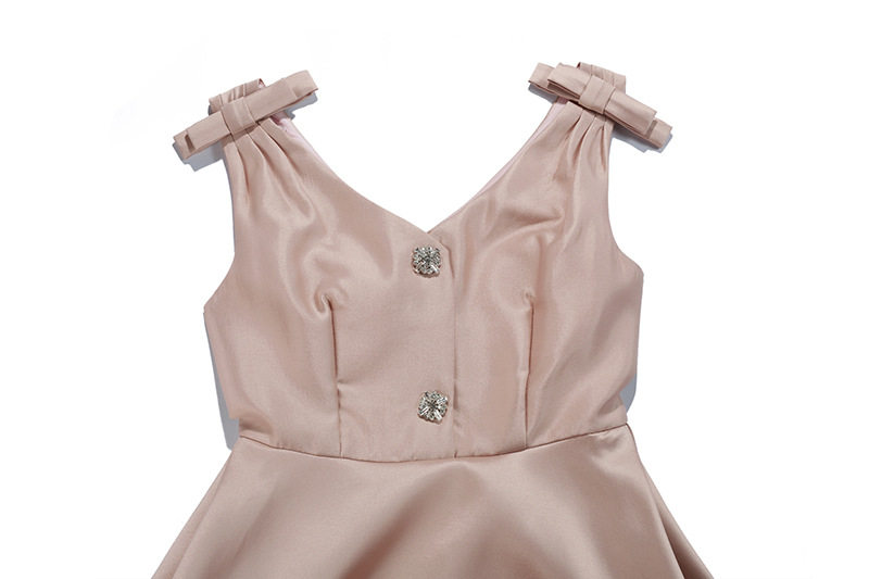 Đầm maxi nữ thắt eo cổ chữ V tay ngắn họa tiết satin — Satin (màu họa tiết) chi tiết 7