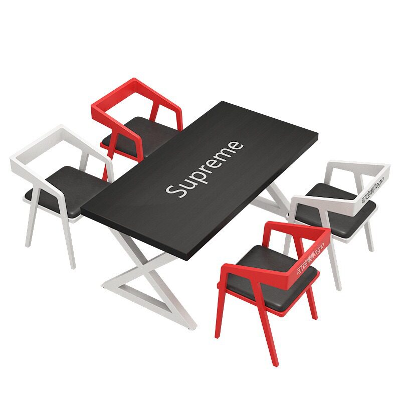 工业风实木餐桌简约咖啡厅奶茶店桌椅组合酒吧办公室会议桌长条桌