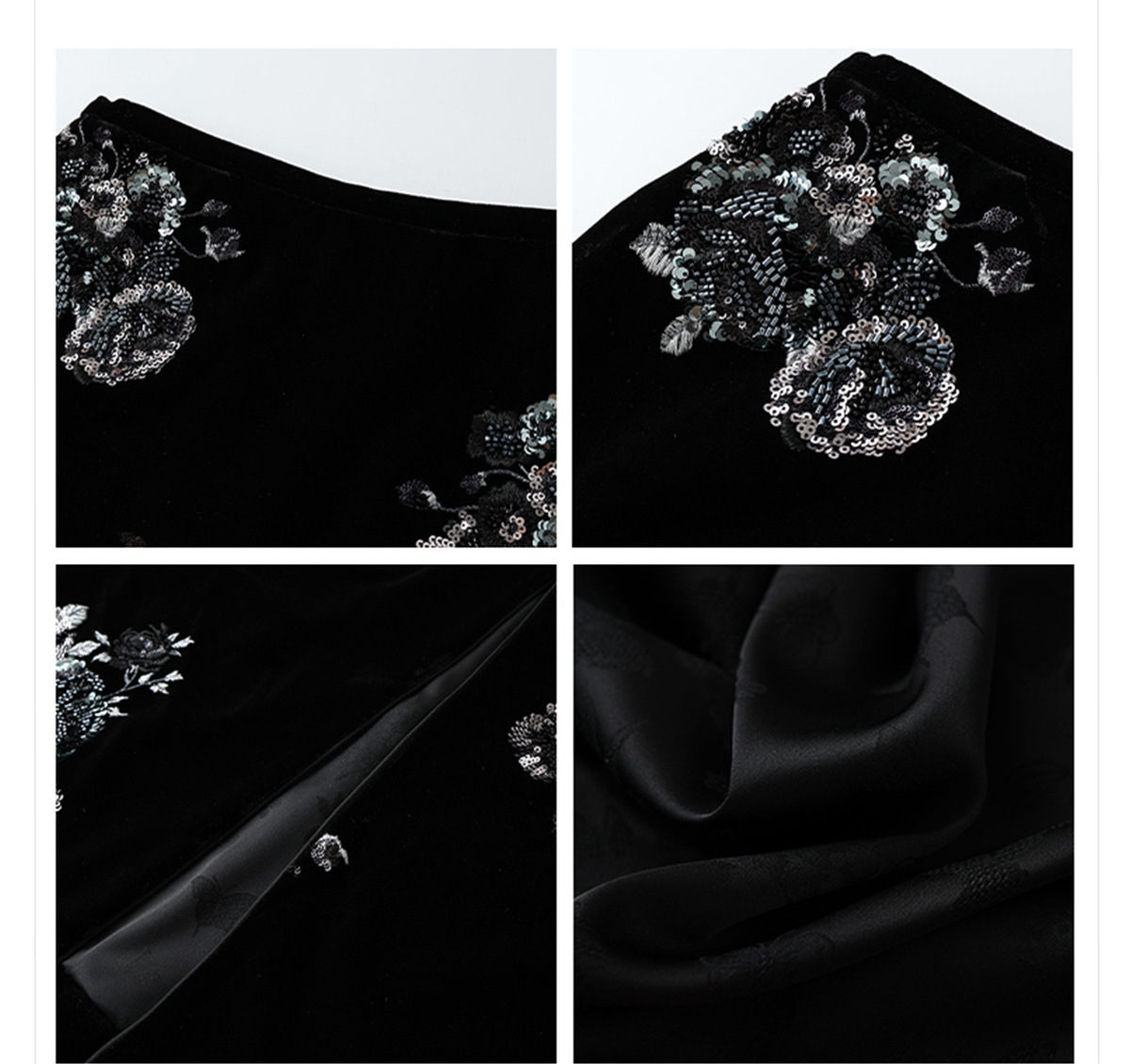 Set áo khoác vest thêu hoa hồng kèm áo gile và chân váy dài nữ — Áo vest đính cườm (giao hàng trong 7 ngày), Váy thêu cườm (giao hàng trong 7 ngày), Áo khoác thêu cườm (giao hàng trong 7 ngày)