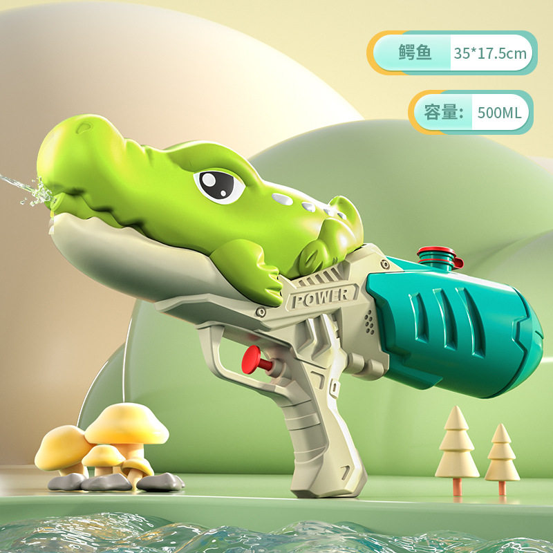 新款儿童水枪玩具网红双喷头戏水枪小马恐龙鸭子鲨鱼抽拉式滋水枪