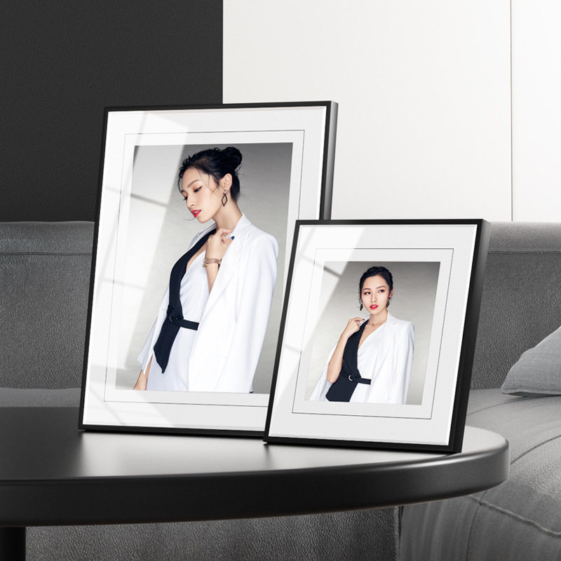 Aibo Studio Style Creative Simple Black High-end Glass Photo Frame 7-inch 10-inch Set Table Wedding Photo Frame