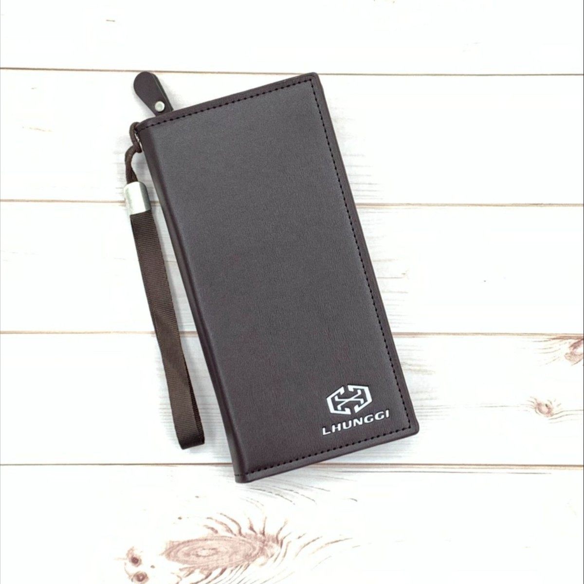 Zipper Clutch Men's Trendy Brand Men's Mobile Phone Bag Large Capacity Business Long Wallet Simple Men's Casual Oil Edge Bag