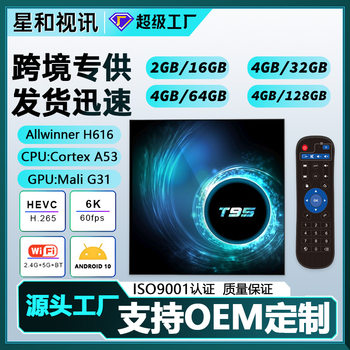 Cross-Border Popular 4K High-Definition Android 10.0 Allwinner H616 Set-Top Box T95 Export Network Set-Top Box Tvbox