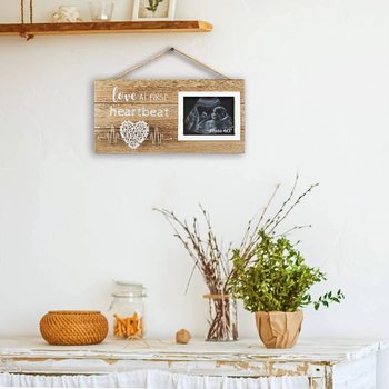 In stock wooden pet photo frame creative table decoration Baby B- ultrasound pendant photo frame heart-shaped heartbeat winding Commemorative