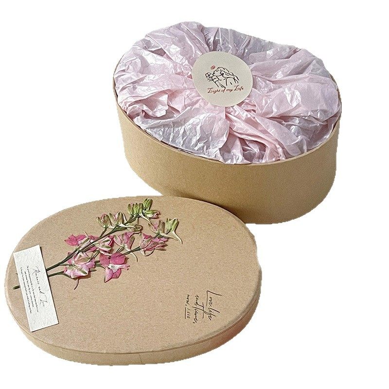 New Oval Kraft Paper Christmas Gift Box New Year High-End Chinese Style Candy Wedding Candy Gift Box Empty Box