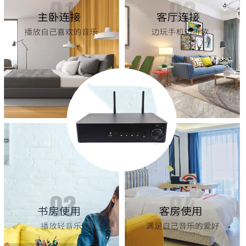 Streaming Media Amplifier Integrated Wifi Player 2.1 Bluetooth 5.3 Audiophile-Grade Hifi Stereo Digital Amplifier