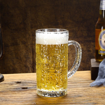 Ins Creative Household Glass with Handle Simple Fresh Tree Pattern Drinking Cup Beer Cup Juice Cup Coffee Cup