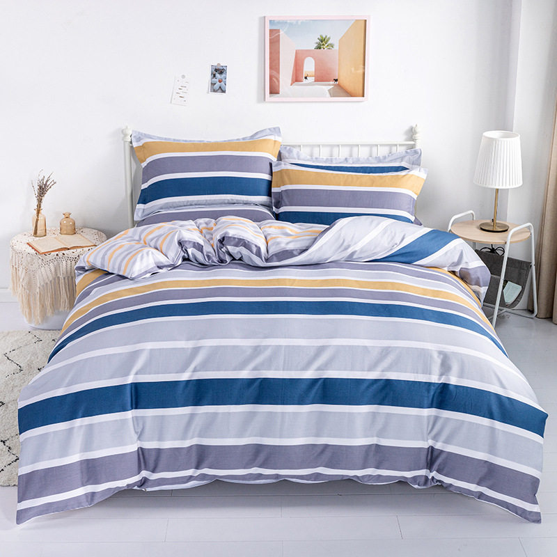100% Cotton Four-Piece Set for All Seasons, Small Fresh Student Dormitory Quilt Cover, Bed Bed Sheets, Quilt Three-Piece Set, Thin Style