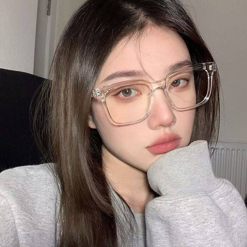 Square anti-blue light myopia new large frame glasses plain plain glasses men's thick frame glasses frame Zhao Lusi same