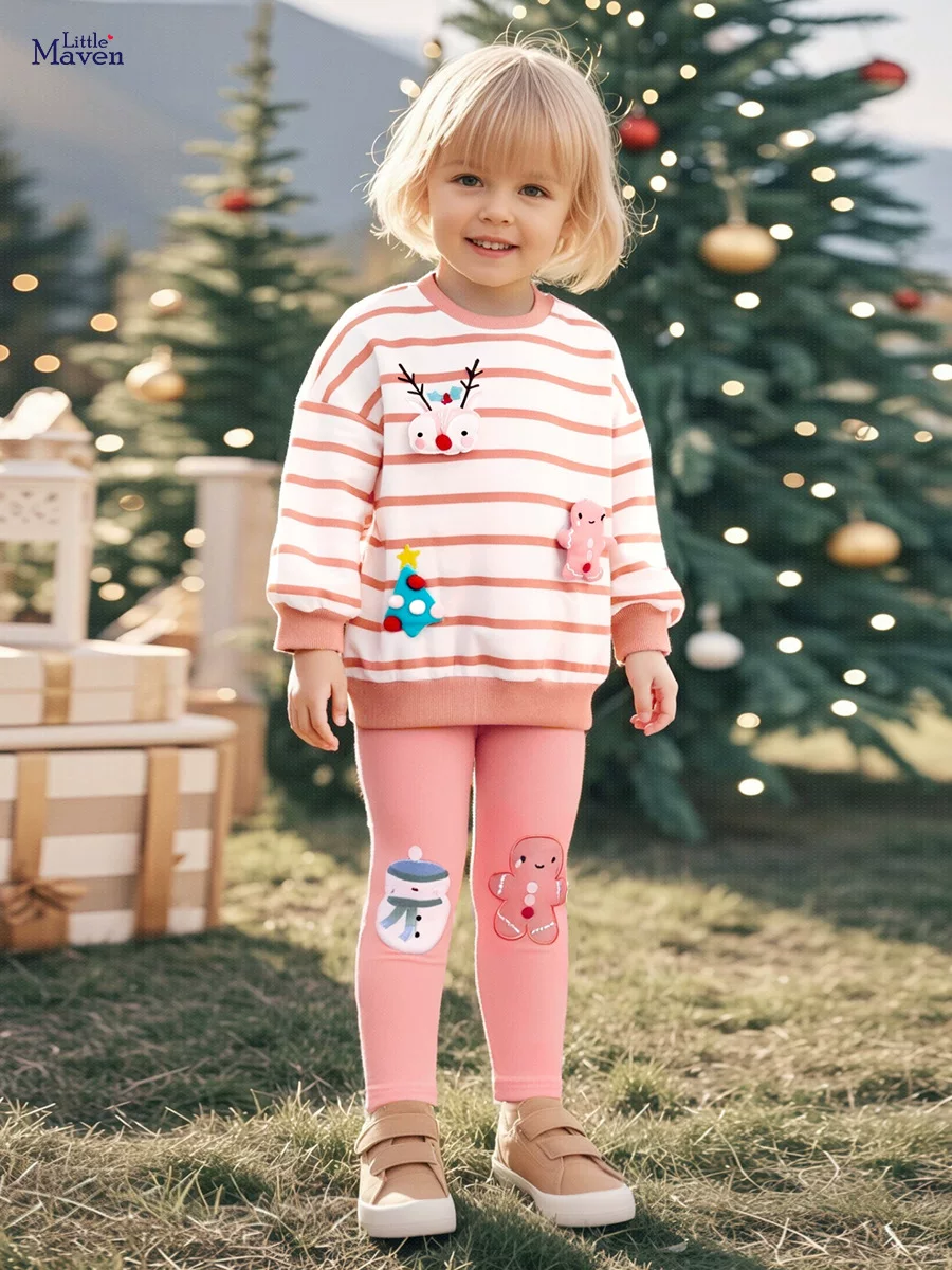 Usine vente en gros vêtements enfants, nouvel ensemble fille Noël automne, tenue enfant mignonne rayée
