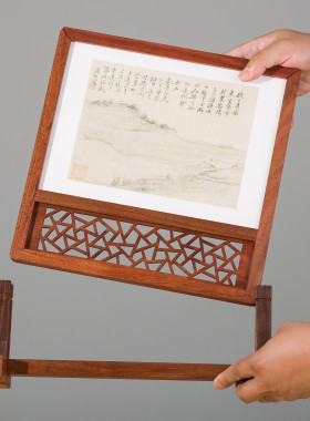 红木插屏摆台实木台屏屏风复古装饰家居摆件照片装裱中小屏风