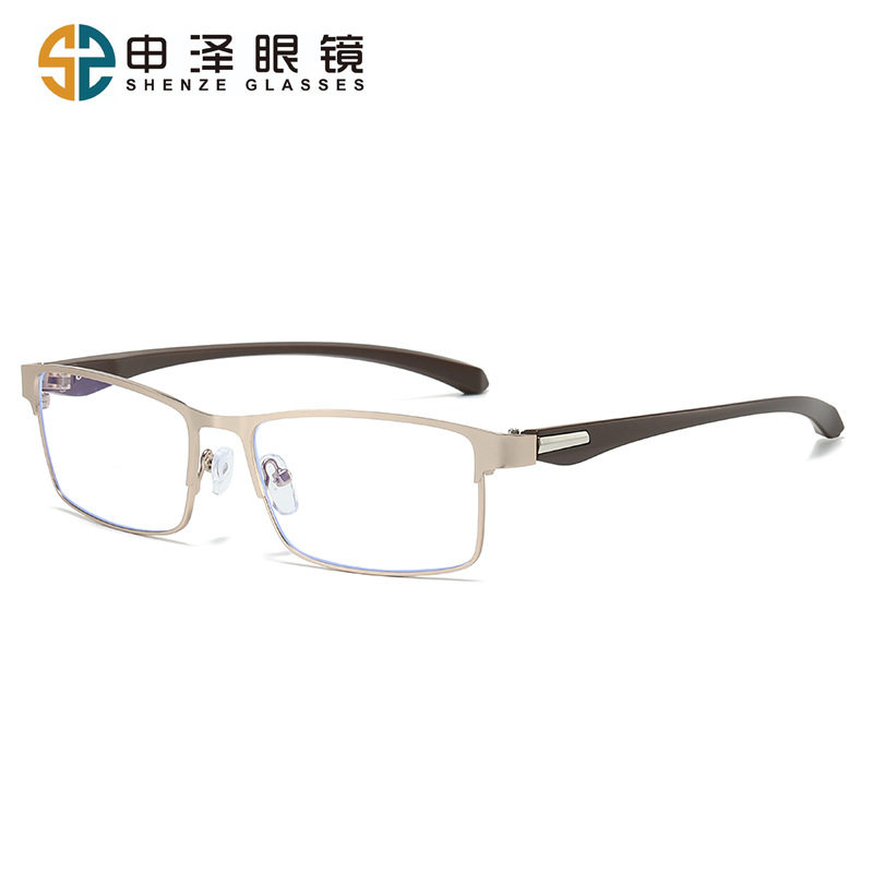 19112 new anti-blue light glasses steel leather eyebrow frame square Business Anti-blue light color changing glasses wholesale