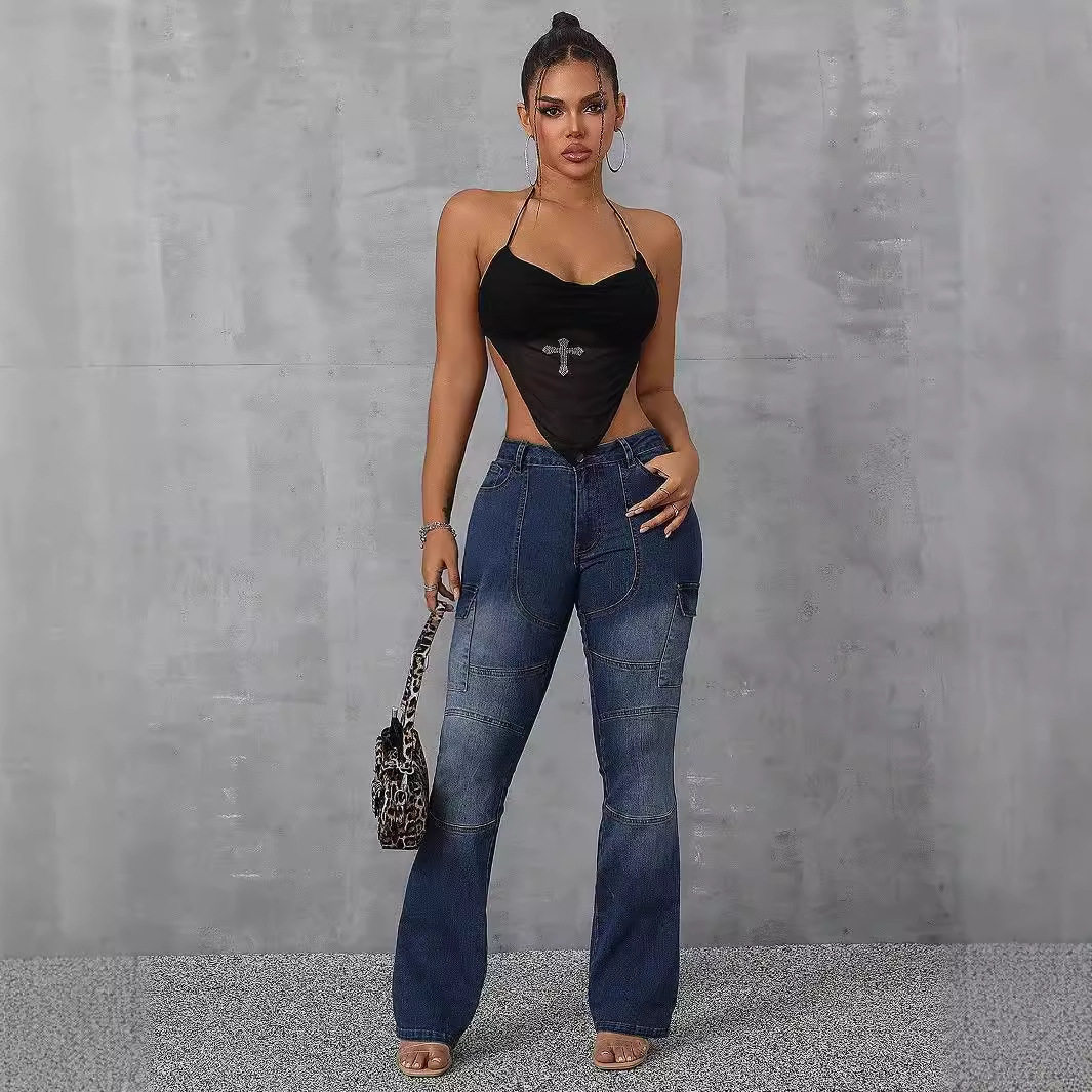 High Stretch Flared Denim Pants Casual Versatile Womens Fashion Perfect for Everyday Wear Wholesale Available