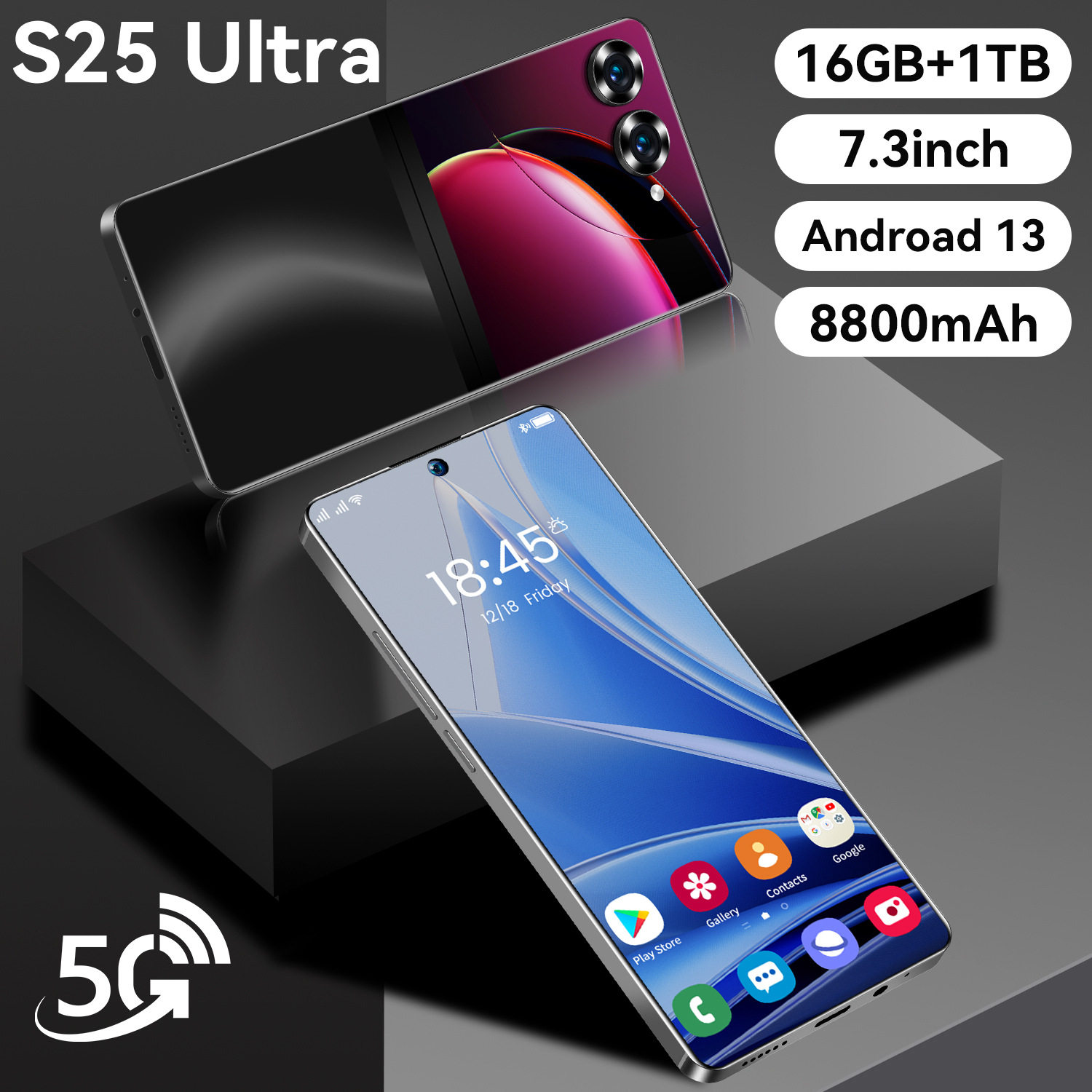 S25U Cross-Border Foreign Trade 7.3inch Android 9.0 Smartphone 2+16g Dual Sim Full Network Communication Low Price in Stock