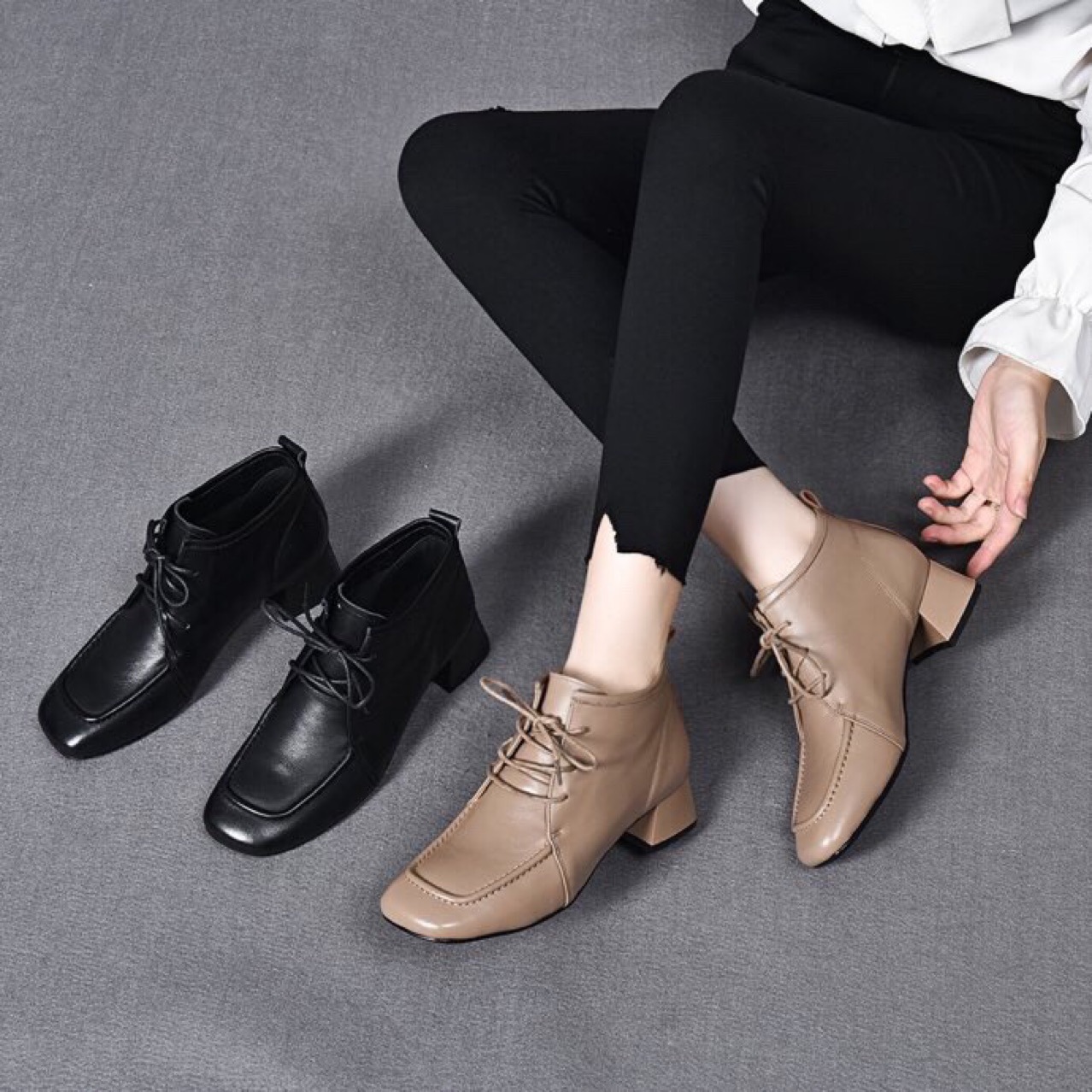 Mã D5465 Giá 1230K: Boot Cổ Thấp Nữ Torehu Gót Vuông Hàng Xuân Thu Đông Giày Dép Nữ Chất Liệu Da Bò G04 Sản Phẩm Mới, (Miễn Phí Vận Chuyển Toàn Quốc).