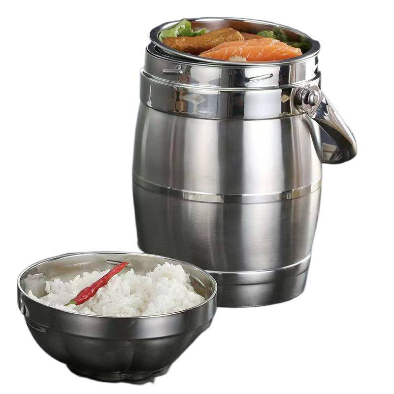 Three-Layer Insulated Stainless Steel Lunch Box, Stainless Steel Pot, Student Office Worker with Meals, Large-Capacity Insulated Bucket