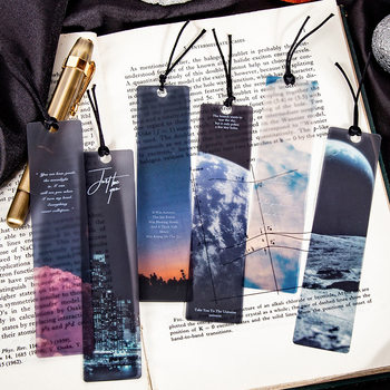Pvc Bookmark Cosmic Roaming Series Sun, Moon, Stars and Clouds Ins Scenery Literary Frosted Simple Transparent Book Holder
