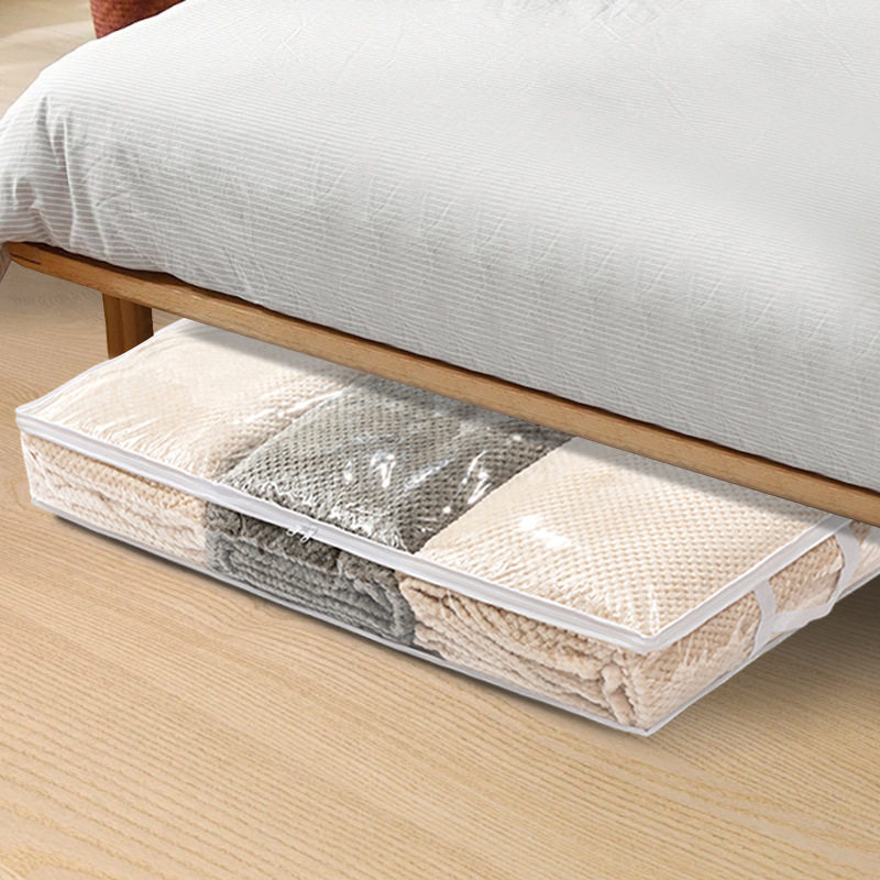 Under-Bed Storage Box Household Transparent Flat Drawer Type Clothes Quilt Finishing Under-Bed Folding Storage Box Storage Box