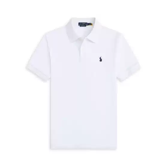 European Size Rl Summer Polo Shirt Men's Short-Sleeve T-Shirt with Turn-Down Collar, Solid Color, Small Horse Embroidery, Casual Wear, Cross-Border Thin Style