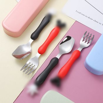 Children's Fork and Spoon Set Mother and Baby Gift Tableware Cartoon Baby Birthday Gift Restaurant Children's Spoon Storage Box