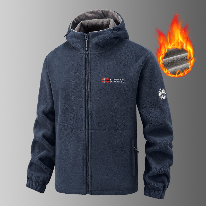 出口挪威大码保暖加厚双层带帽摇粒绒外贸跨境欧码加绒卫衣卫裤潮