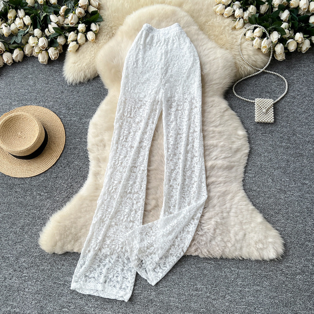 High Waisted Lace Casual Pants for Women Slim Fit Flared Leg Trendy Style Perfect for Autumn Outfits Wholesale