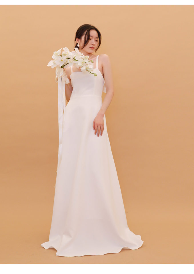 Váy Cưới/Đầm Cưới Hở Lưng Nơ Lớn Dáng Dài Màu Trắng chi tiết 10