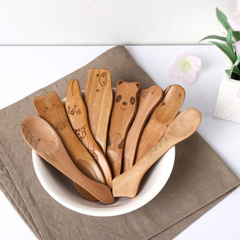 Lotus varnish animal wooden spoon cute cartoon shape spoon ice cream wooden spoon children's tableware mixing spoon