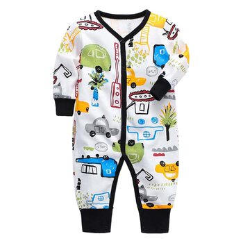 Factory wholesale baby jumpsuit long sleeve bag fart clothes cotton pajamas baby jumpsuit summer air conditioning clothing