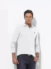 Spring and Autumn Men's Pure Cotton Polo Shirt with Horse Logo Embroidery, Foreign Trade Paul Casual Pure Cotton Polo, Large Size Loose Long Sleeve