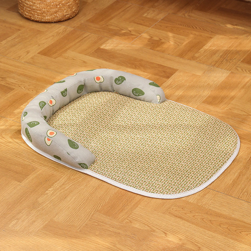 Summer Pet Mat Dog Rattan Nest Ice Sleeping Mat Ice Mat Cats and Dogs Nest Mat Summer Supplies Anti-slip Bottom