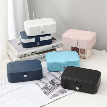 Ins Style High-End Leather Double-Layer Jewelry Box Large Capacity Portable Ring Earrings Earrings Jewelry Necklace Storage Box