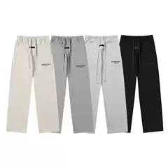 Trendy Brand Fog Essential New Lettered Long Pants for Men, Autumn and Winter Fleece-Lined Casual Loose Straight-Leg Pants