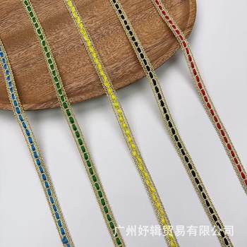 Factory Outlet Crocheted Lace Ethnic Style Gold and Silver Line Color Lace Gold Line Ribbon 8-word Lace Clothing Accessories