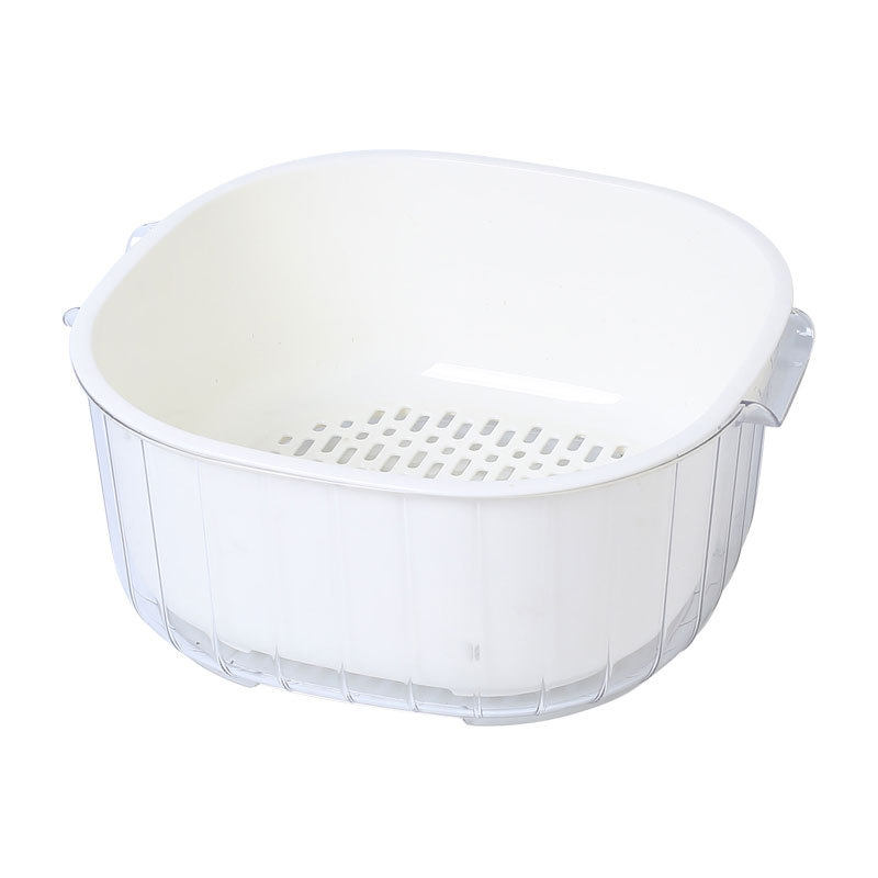 Internet Celebrity Double Layer Vegetable and Fruit Draining Basket Kitchen Fruit and Vegetable Washing Basket Binaural Handle Plastic Vegetable Washing Basin