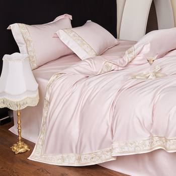 Export Class a 100-Count Pure Cotton Long-Staple Cotton Four-Piece Set Embroidered Cotton Quilt Cover Naked Sleeping Bed Sheetss and Fitted Bed Sheetss Bedding