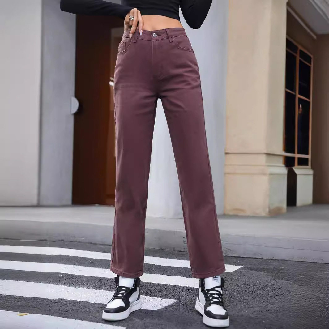 High Waisted Straight Leg Jeans Vintage Style Casual Fashion Versatile Fit Womens Apparel Wholesale Available