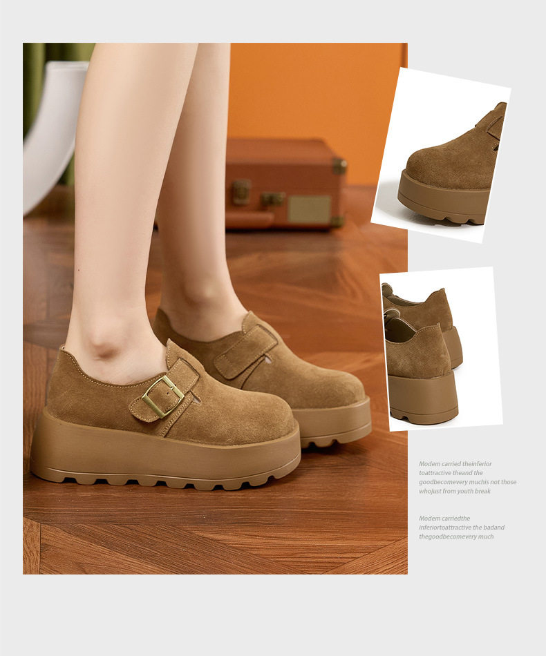 Sandal nữ Birkenstock da thật quai chữ V đế dày mùa hè — Lạc đà, Mơ chi tiết 3