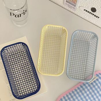 Ins Wrought Iron Desk Sundries Small Objects Storage Basket Student Office Stationery Organization Storage Basket Basket Desktop