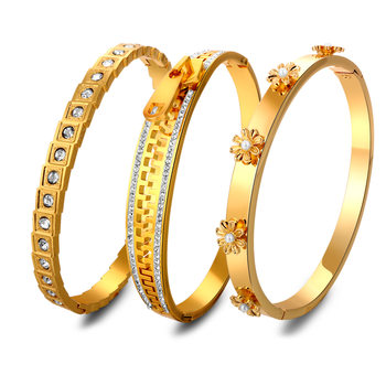 Zipper Inlaid with Diamonds, Zircon Flowers, Geometric Stainless Steel Bracelet Ring Bracelet, Cross-Border Popular European and American Versatile Temu Xiyin