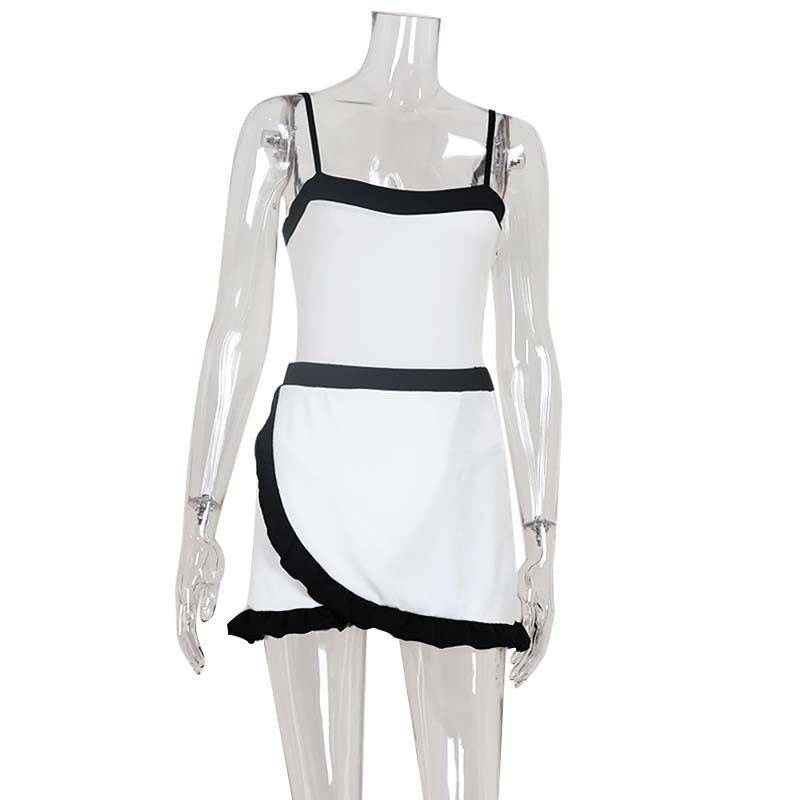 Womens Two Piece Set Slim Fit Bodysuit with High Waisted Skirt Casual Color Block Design Wholesale Available
