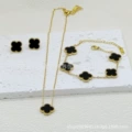 Black double-sided mother-of-pearl three-piece set