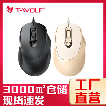 T-WOLF Lei Lang V2 wired mouse business office simple pink girl universal macaron game Mouse