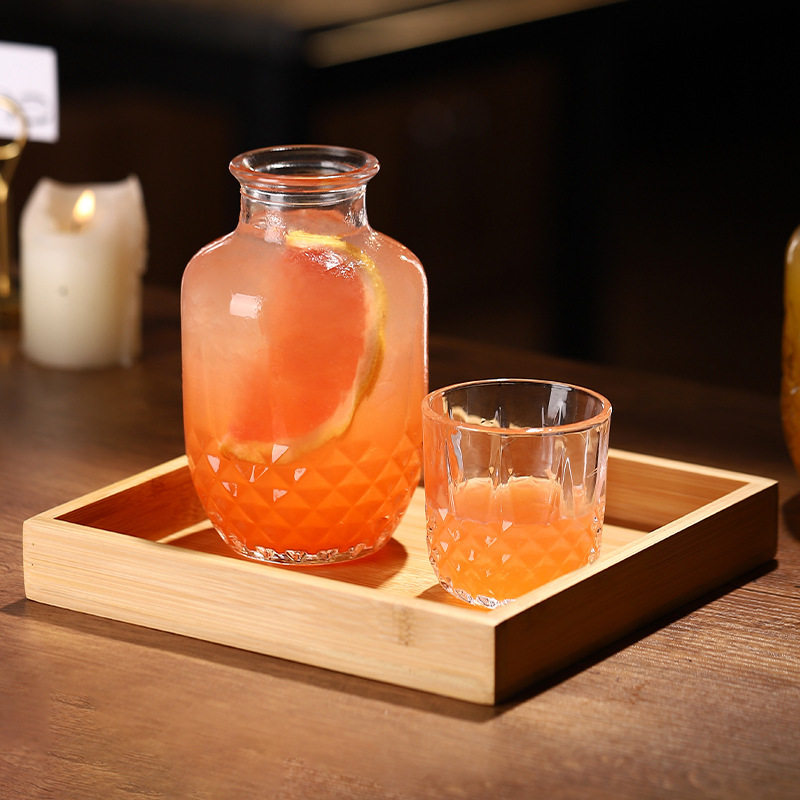 Diamond carved cocktail cup set one person drink relief juice drink cup bar atmosphere wine glass