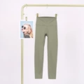 Moss green cropped trousers with calf logo